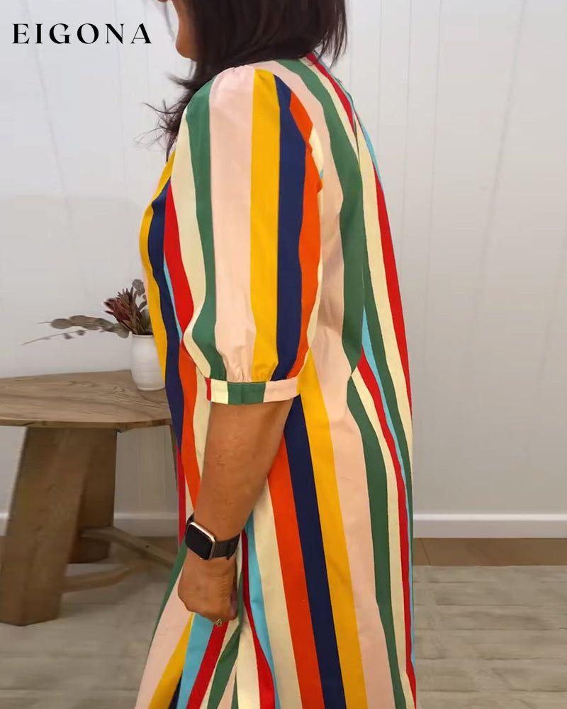 Casual loose colorful striped dress casual dresses summer