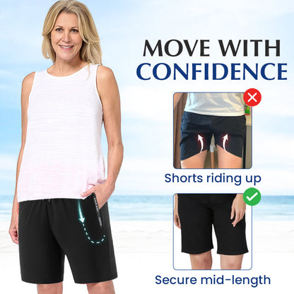 IcedActive - Pantaloncini elasticizzati ad asciugatura rapida in seta di ghiaccio da donna