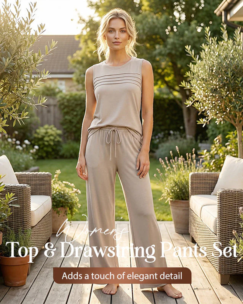 Pleated Vest Top Two-Piece Set