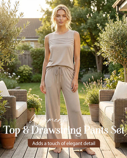 Pleated Vest Top Two-Piece Set