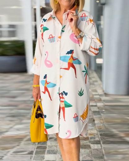 Abito con stampa grafica e revers