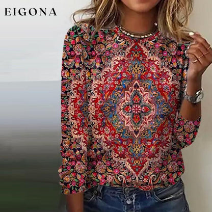 Vintage Ethnic Floral T-Shirt Multicolor best Best Sellings clothes Plus Size Sale tops Topseller
