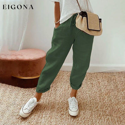 【Cotton And Linen】Casual Solid Color Pants Army Green best Best Sellings bottoms clothes Cotton And Linen pants Plus Size Sale Topseller