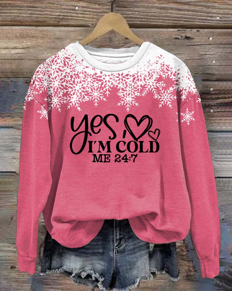 Women's Christmas I'm cold print sweatshirt 2024 f/w christmas hoodies & sweatshirts women's christmas