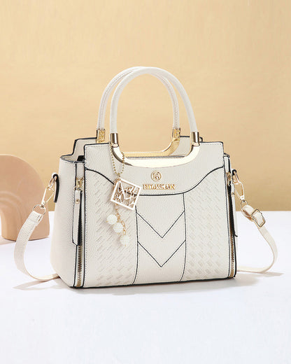 Women's V-Stitched Top-Handle Satchel Bag
