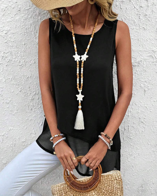 Canotta irregolare senza maniche tinta unita