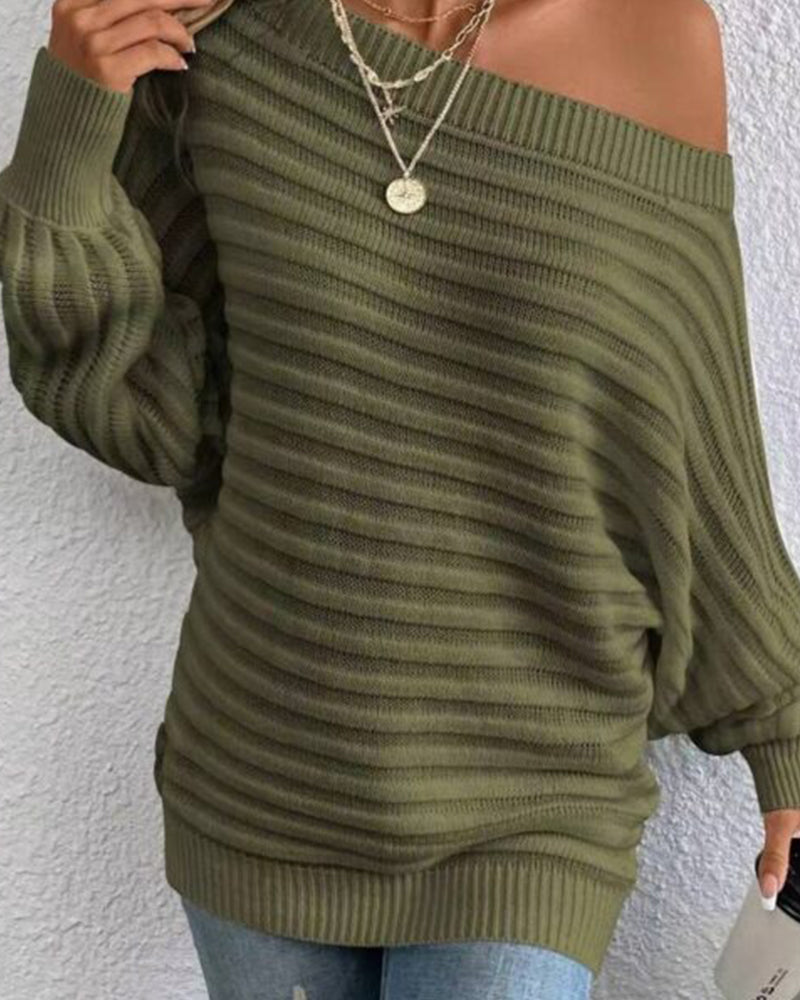 Solid color casual ribbed sweater 2024 f/w pullovers