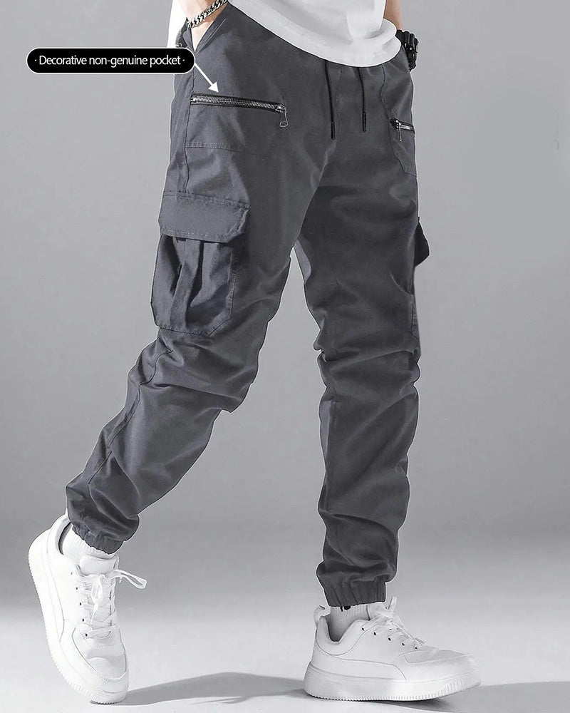 Pocket Drawstring Zipper Men's Cargo Pants