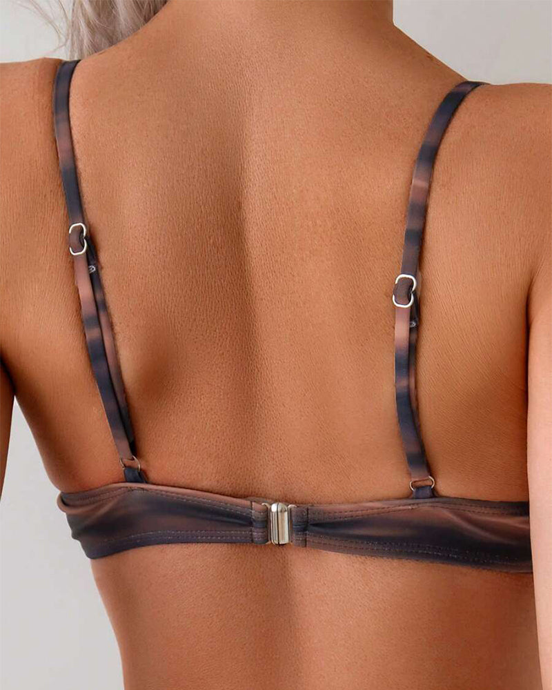 Retro Gradient Pleated Sexy Bikini