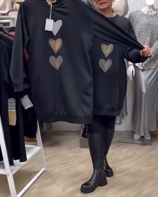 Casual Heart Pattern Shift Dress