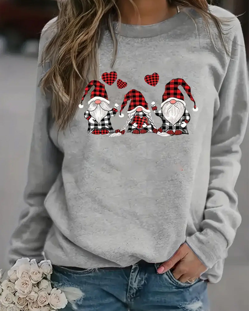 Round neck christmas heart pullover sweatshirt 2024 f/w christmas hoodies