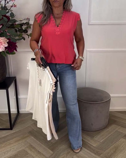 Gilet casual con bordo in pizzo