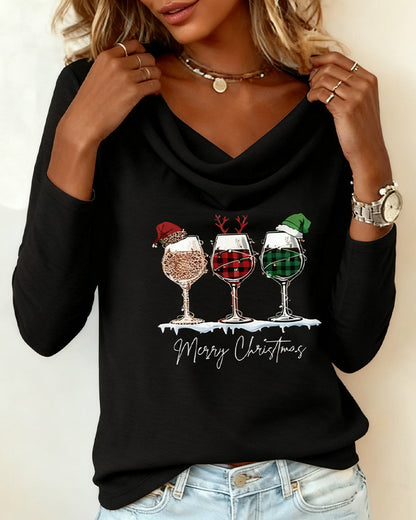Stacked Collar Printed Wine Glass Top