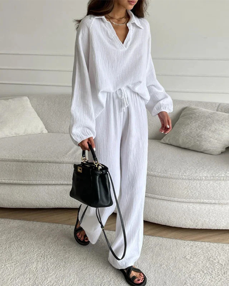 Wide-Leg Pants Two-Piece Set