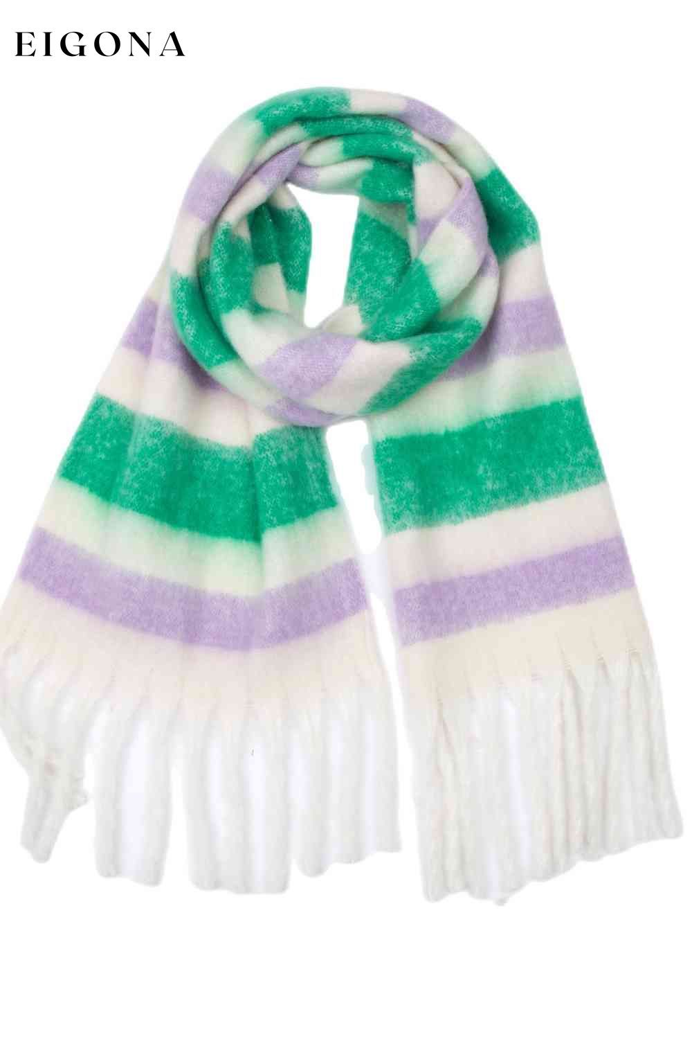 Fringe Detail Polyester Scarf Style G One Size clothes J*H misc scarf Ship From Overseas