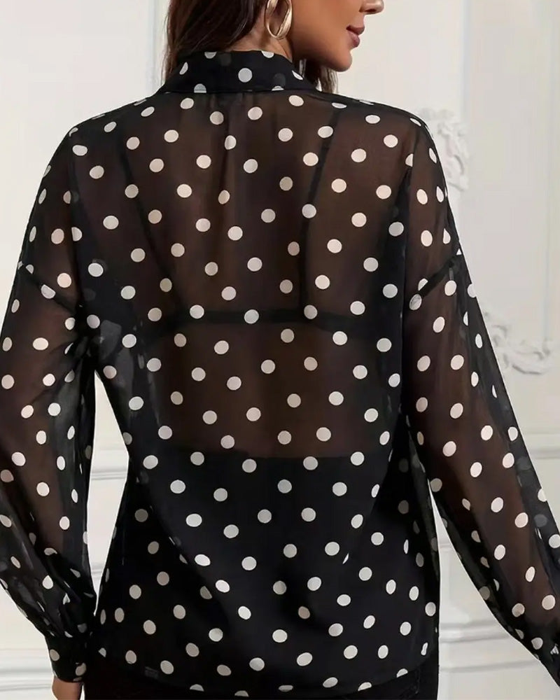Long-Sleeved Polka Dot Blouse