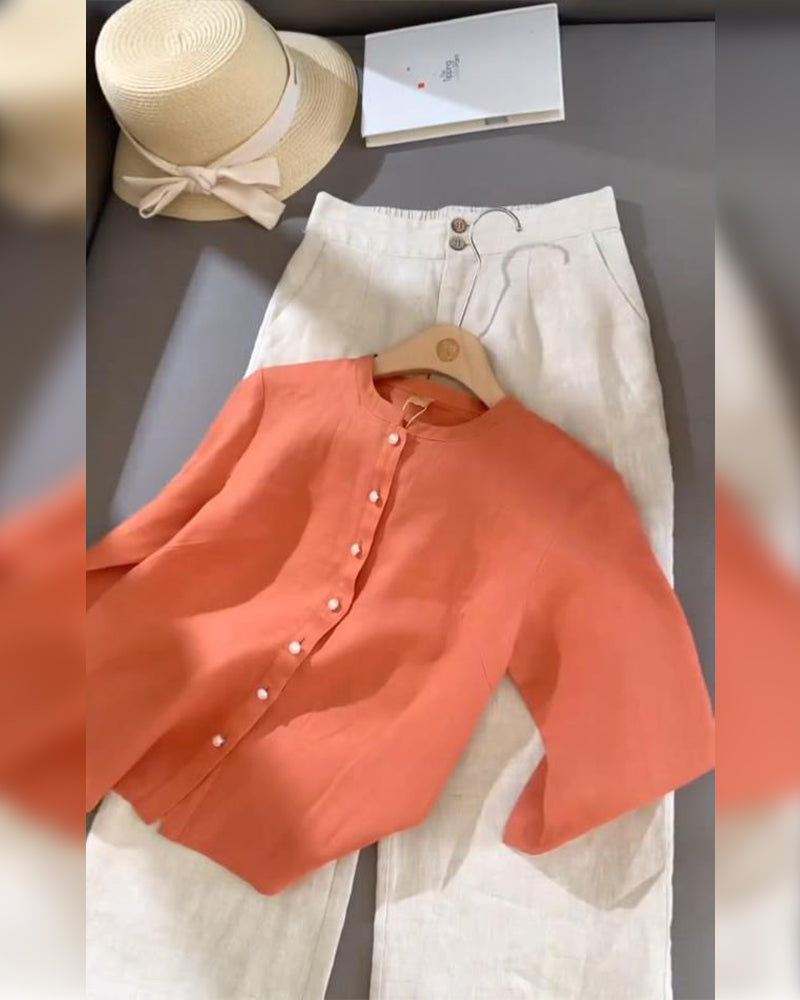 Completo casual con pantaloni a maniche lunghe in tinta unita