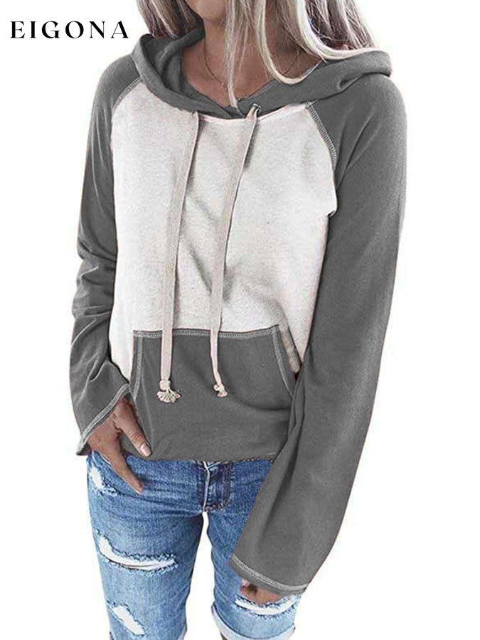Casual Long Sleeve Hooded Colorblock Sweatshirt top tops