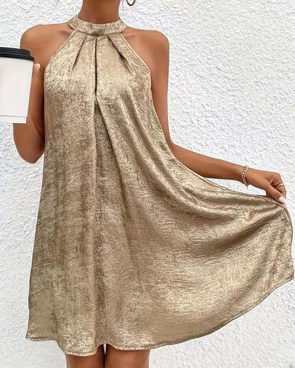 Light Luxury Sleeveless Off-Shoulder Halter Dress
