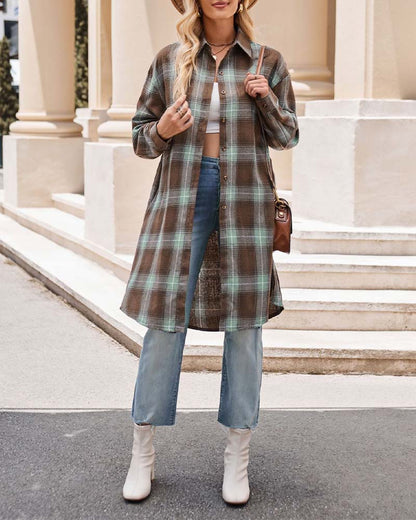 Lapel casual plaid coat 2024 f/w coats spring