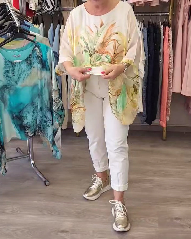 Loose Irregular Print Blouse