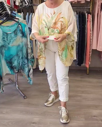 Loose Irregular Print Blouse