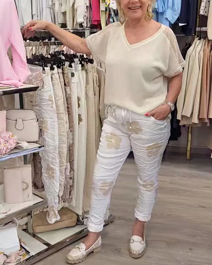 Pantaloni casual con coulisse e stampa