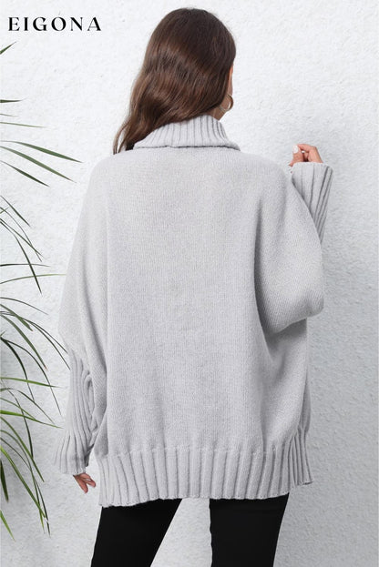 Turtle Neck Long Sleeve Ribbed Sweater clothes O & Y.M Ship From Overseas trend