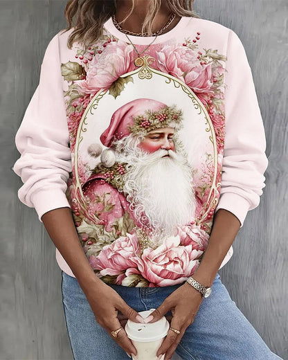 Santa printed casual sweatshirt 2024 f/w christmas sweatshirts