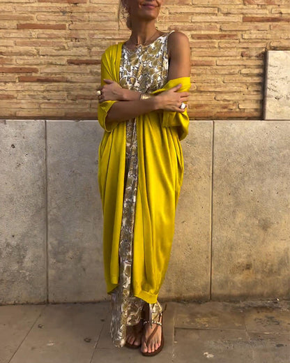 Completo elegante a due pezzi con stampa vintage