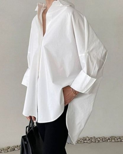 Drop-Shoulder Loose Long-Sleeve Blouse 2024 f/w blouse & shirts spring