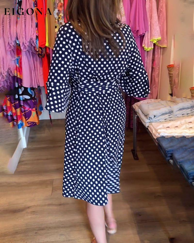 Bell sleeve polka dot print dress casual dresses summer