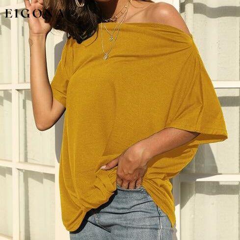 One Shoulder Short Sleeve T-Shirt .925 clothes Manny off the shoulder shirt Ship From Overseas shirt shirts short sleeve short sleeve shirt short sleeve top top tops