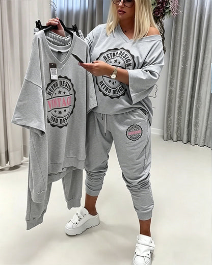 V-Neck Sporty Relaxed Two-Piece Set