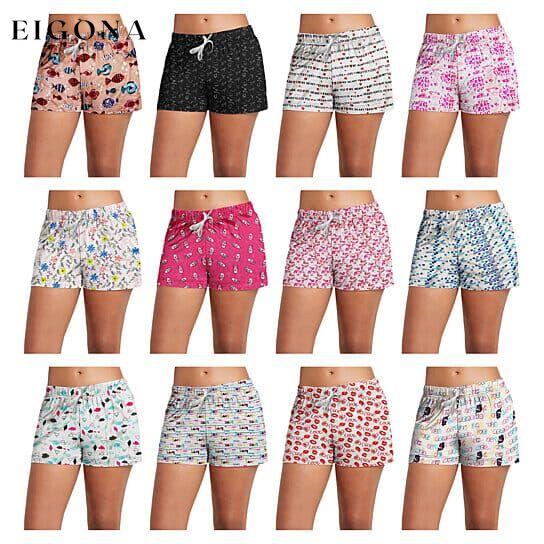 5-Pack: Women's Soft Comfy Printed Lounge Sleep Pajama Short Plain Hem __stock:1000 bottoms refund_fee:1200