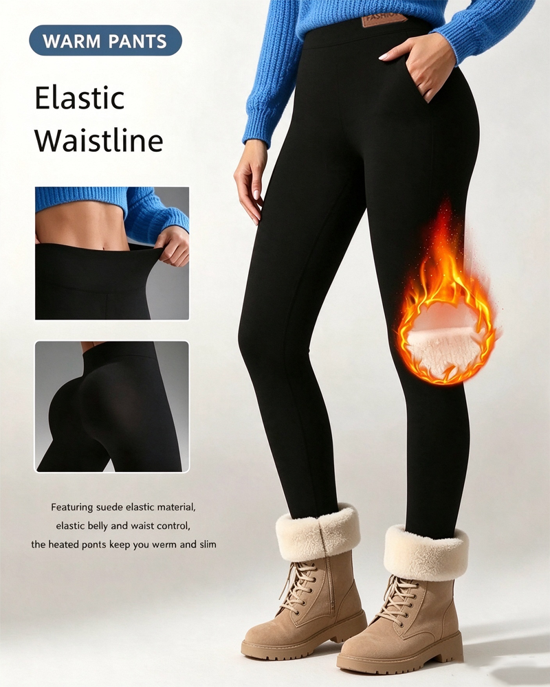 Fleece-Lined Solid Pocket Leggings 2025 f/w leggings spring