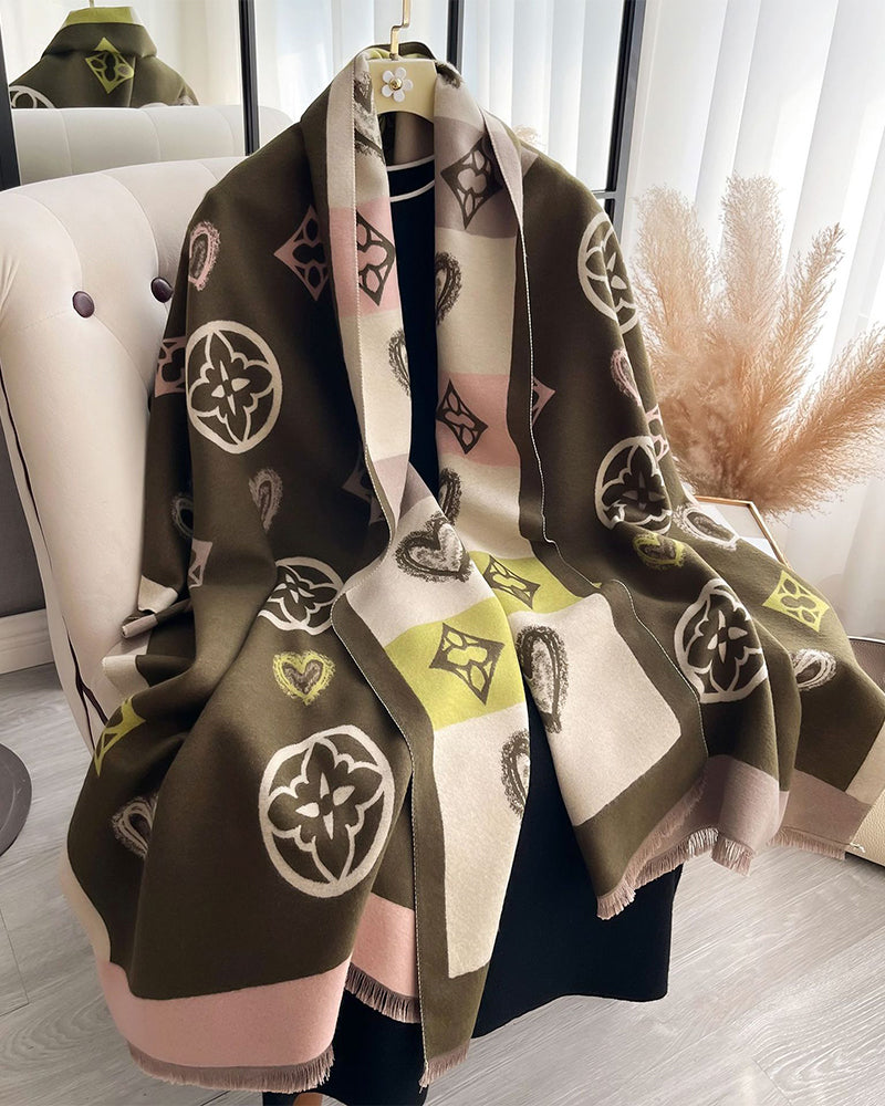 Heart Geometric Fashion Warm Scarf 2024 f/w accesories