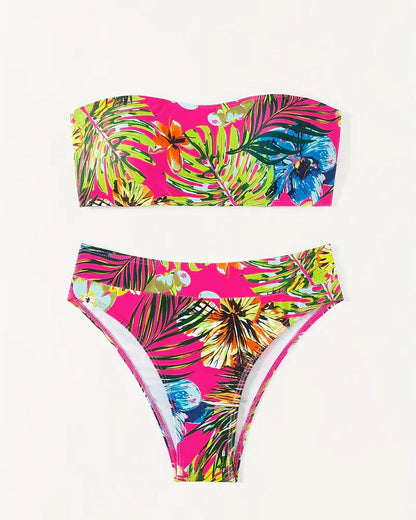 Printed Bandeau Sexy Two-Piece Bikini