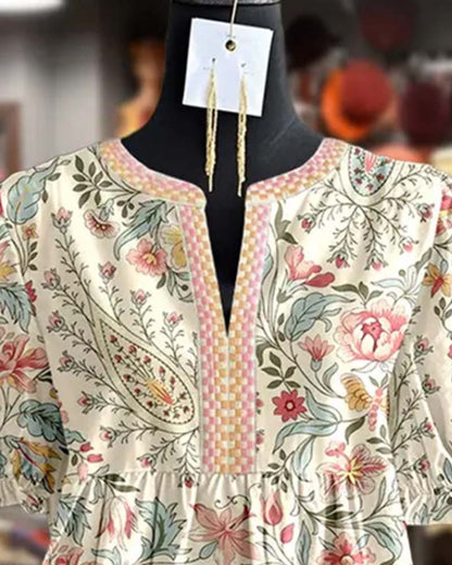 Bubble Short-Sleeve Printed Doll Blouse