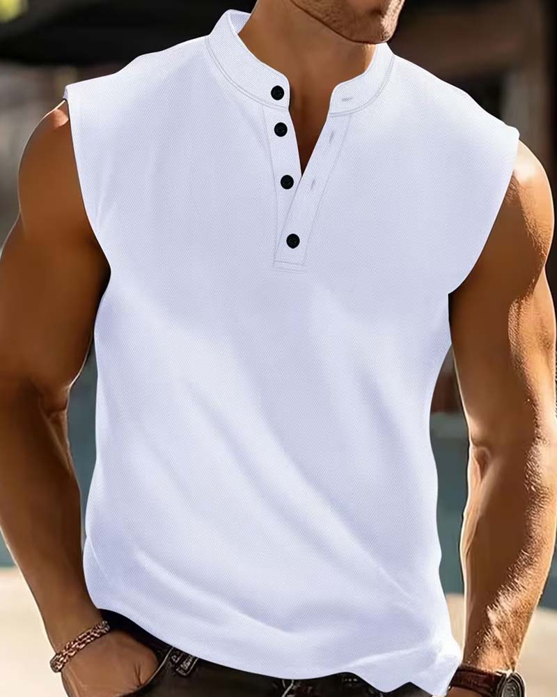 Men's Henry Solid Color Sports Tank Top