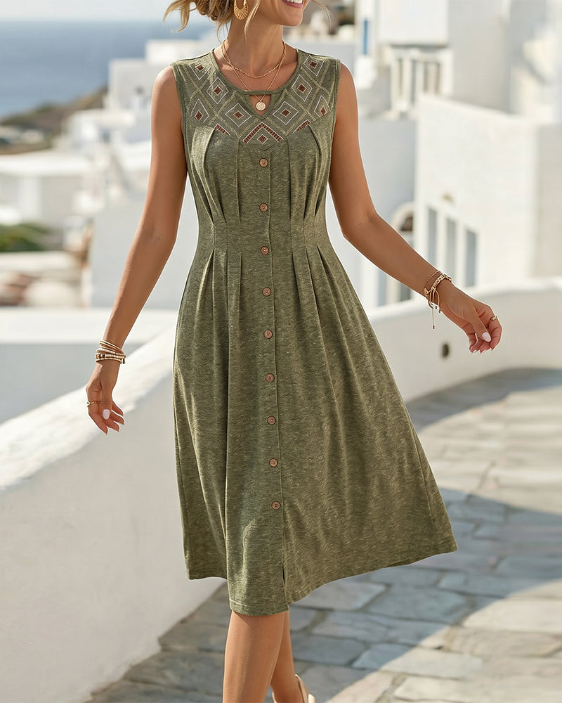 Sleeveless Button Dress
