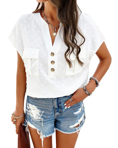 V-Neck 3d Floral Blouse