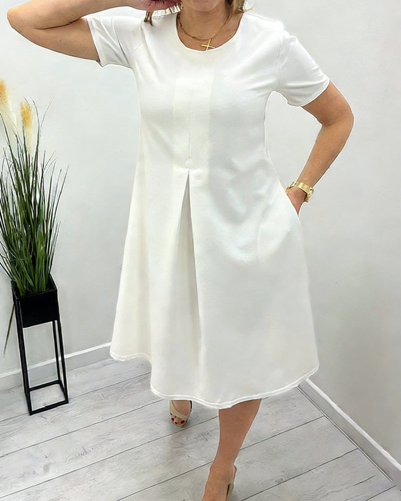 Simple Short Sleeve A-Line Dress