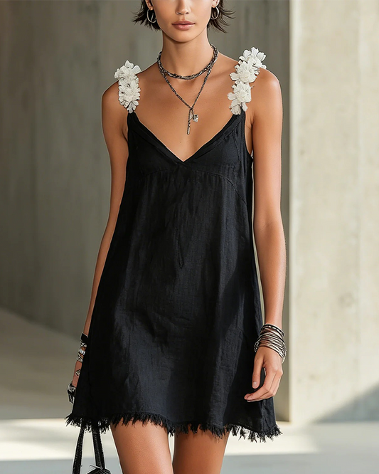 Three-Dimensional Flower V-Neck Dress casual dresses spring summer