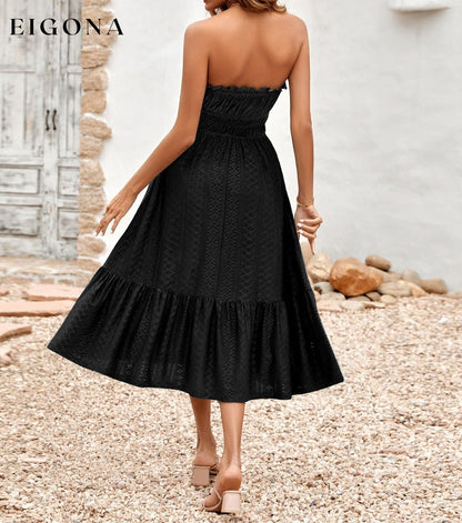 Frill Trim Strapless Midi Dress casual dress casual dresses clothes dress dresses midi dress S.N Ship From Overseas