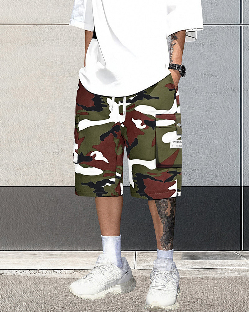 Men's Multi-Pocket Drawstring Cargo Shorts