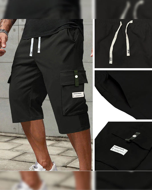 Men's Casual Drawstring Capri Cargo Pants