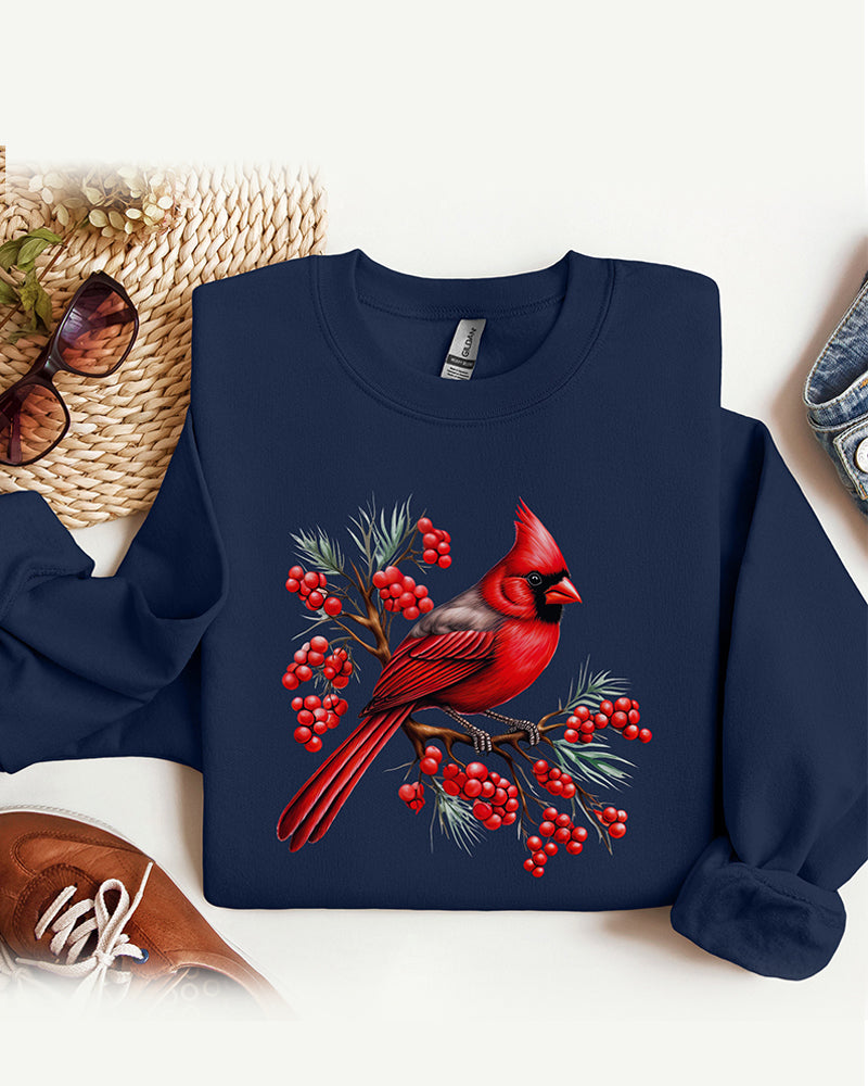 Cardinal bird print casual sweatshirt 2024 f/w cute animals sweatshirts