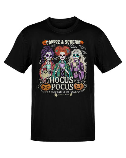 I Need Coffee To Focus Fresh Boo'd Halloween T-Shirt halloween summer t-shirts