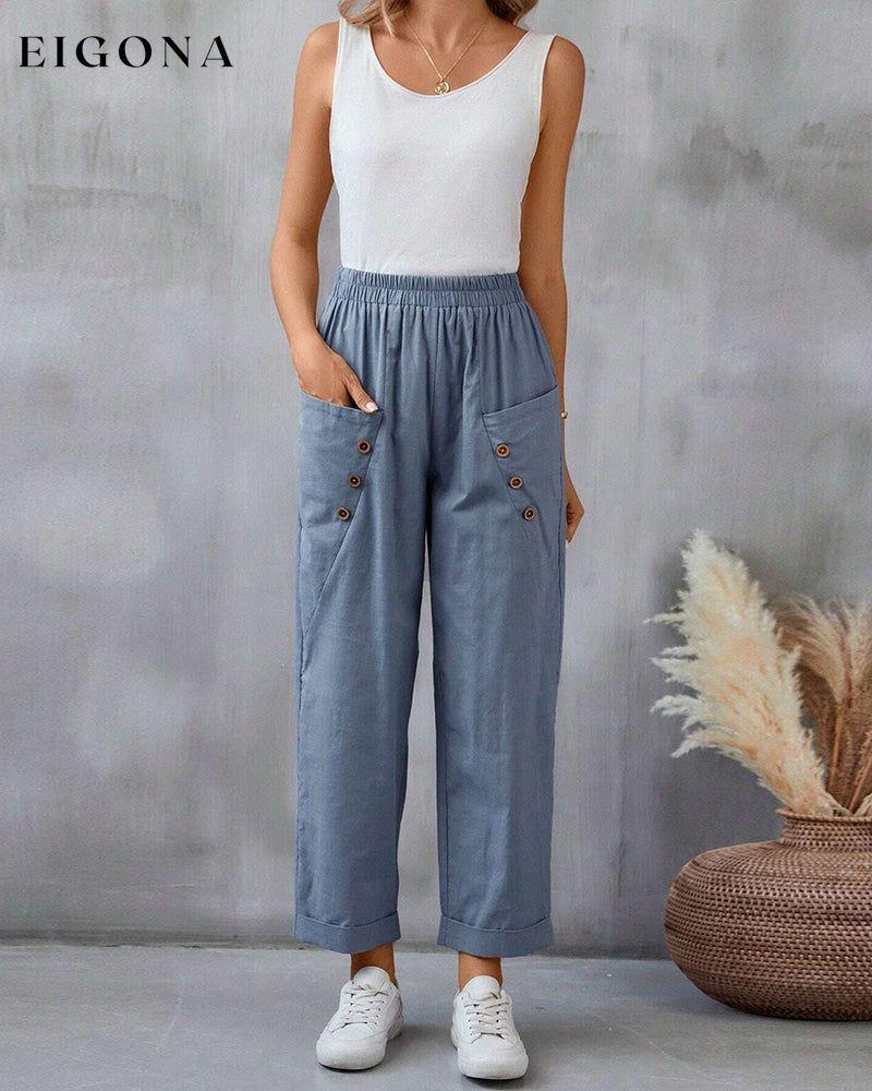 Solid-colored harem pant pant pocket spring summer